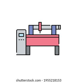 Máquina láser с icono de línea de color. Pictograma para página web, aplicación móvil, promoción. elemento de diseño de interfaz gráfica de usuario (GUI) de UI UX. Trazo editable.