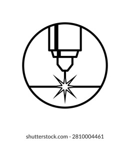 Laser machine logo icons. CNC Laser Machine Head logo, Laser Engraving Machine, Laser beam icon.