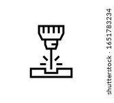 Laser machine vector icon in lineout, linear style isolated on white background