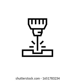 Laser machine vector icon in lineout, linear style isolated on white background