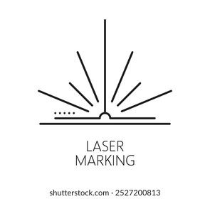 Lasermarkierung Herstellung Ausrüstung Linie Symbol. CNC-Schneiden Metallverarbeitung Industrie Umrisszeichen, Stahlmarkierung Herstellung Ausrüstung oder Lasergravur Produktionstechnologie Linie Vektorsymbol oder Symbol