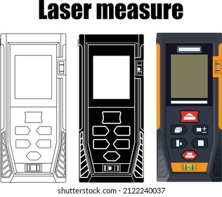 Medición láser vector aislado sobre fondo blanco. La herramienta de medición se utiliza para medir con precisión las distancias largas.