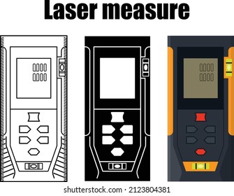 Laser measure isolated vector on white background. The measuring tool is used for accurately measuring long distances.