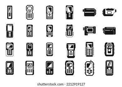 Los iconos del medidor láser establecen un vector simple. Distancia de nivel. Medidor digital