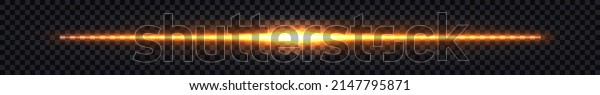 Laser neon light stick, glowing fire beam,\
yellow and red fluorescent LED effect. Golden shine electric\
luminous lines, isolated design elements on dark transparent\
background. Vector\
illustration
