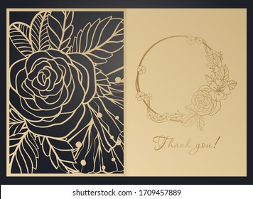 Laser PaperCut Template. Floral design pattern for covers, postcards, panel. Greeting card, invitation, floral design.