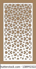 Laser pattern. decorative vector panel for laser cutting. Template for interior partition in arabesque style. Ratio 1:2