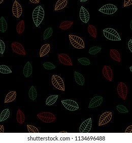 Laser Pattern of multicolored leaves on a dark background