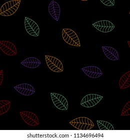 Laser Pattern of multicolored leaves on a dark background