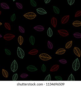Laser Pattern of multicolored leaves on a dark background