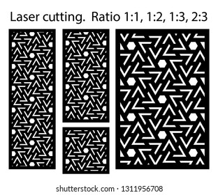 Laser pattern. Set of decorative vector panels for laser cutting. Template for interior partition in arabesque style. Ratio 1:1,1:2,1:3,2:3
