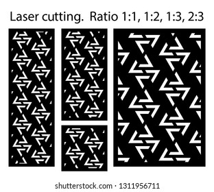 Laser pattern. Set of decorative vector panels for laser cutting. Template for interior partition in arabesque style. Ratio 1:1,1:2,1:3,2:3