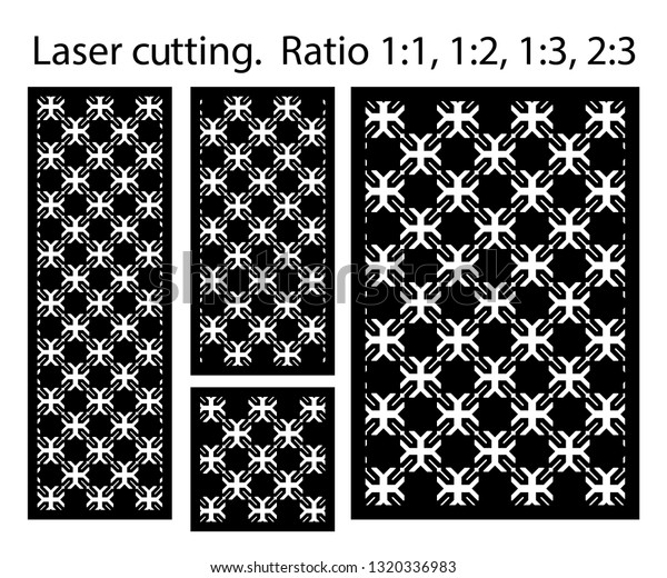 Laser pattern. Set of decorative vector\
panels for laser cutting. Template for interior partition in\
arabesque style. Ratio\
1:1,1:2,1:3,2:3