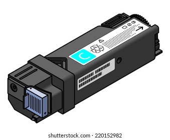 A laser printer toner cartridge - cyan.