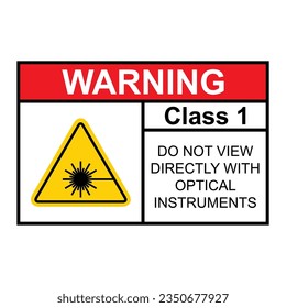 Laser radiation danger class 1 label icon, safety information symbol vector illustration .