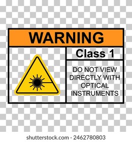 Laser radiation danger class 1 label icon, safety information symbol vector illustration .