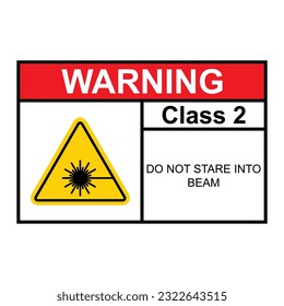 Laser radiation danger class 2 label icon, safety information symbol vector illustration .