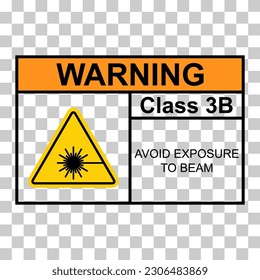 Laser radiation danger class 3B label icon, safety information symbol vector illustration .