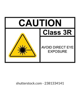 Laser radiation danger class 3R label icon, safety information symbol vector illustration .