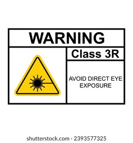 Laserstrahlungsgefährdungsklasse 3R Symbol, Sicherheitsinformationssymbol Vektorgrafik.