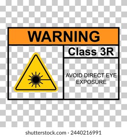 Laser radiation danger class 3R label icon, safety information symbol vector illustration .