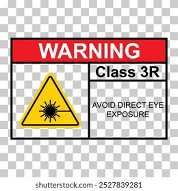 Laser radiation danger class 3R label icon, safety information symbol vector illustration .