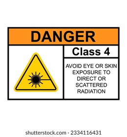 Laser radiation danger class 4 label icon, safety information symbol vector illustration .