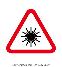 Laser radiation danger label icon, safety protection information symbol vector illustration .