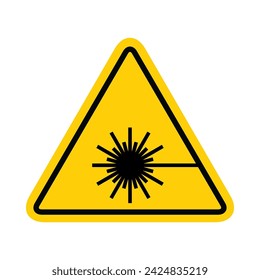 Laser radiation danger label icon, safety protection information symbol vector illustration .
