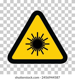 Laser radiation danger label icon, safety protection information symbol vector illustration .