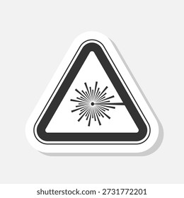 Etiqueta engomada del icono de la etiqueta del peligro de la radiación del laser aislada en fondo gris