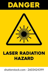 Laser radiation hazard sticker.The sticker warns of danger.