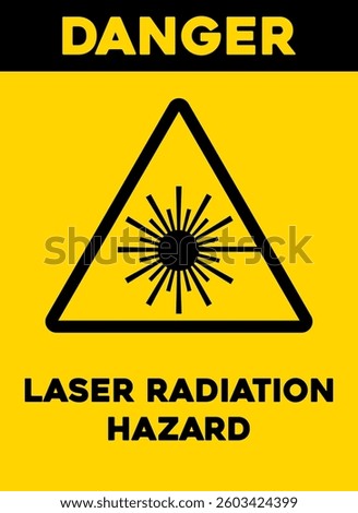 Laser radiation hazard sticker.The sticker warns of danger.