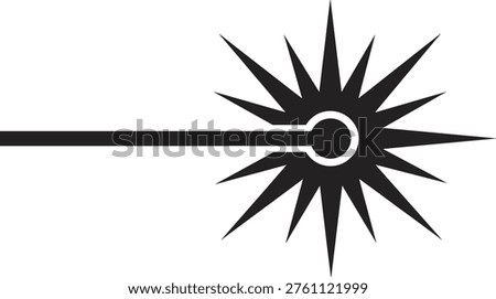 Laser radiation symbol, optical beam with starburst effect, hazard warning sign, industrial laser beam icon, modern tech graphic,