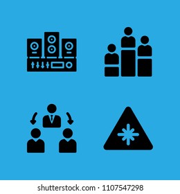 laser, rank, sound system and manager icons vector in sample icon set for web and graphic design