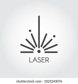 Laser ray half circle icon drawing in outline design. Graphic thin line stroke pictograph. Technology concept contour web sign. Vector illustration of laser cutting series