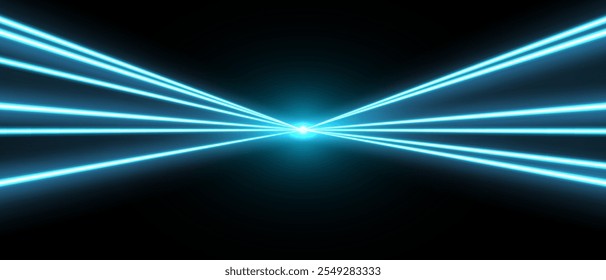 Laser rays or beams, glowing neon lines, bright futuristic background.