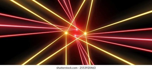 Laser rays or beams, glowing neon lines, bright futuristic background