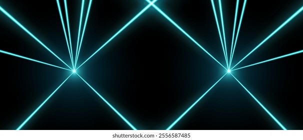 Laser rays or beams, glowing neon lines, bright futuristic background.