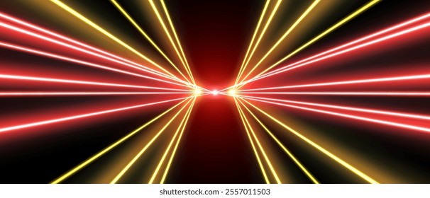 Laser rays or beams, glowing neon lines, bright futuristic background