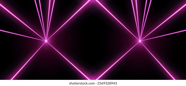 Laser rays or beams, glowing neon lines, bright futuristic background.
