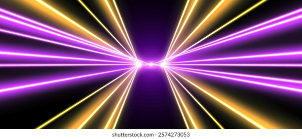 Laser rays or beams, glowing neon lines, bright futuristic background