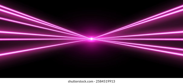 Laser rays or beams, glowing neon lines, bright futuristic background.