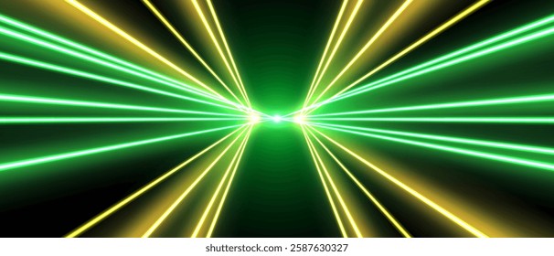 Laser rays or beams, glowing neon lines, bright futuristic background