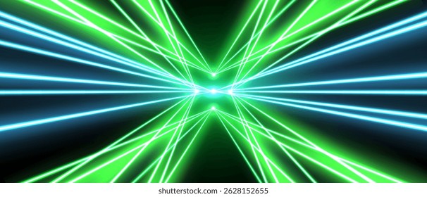Laser rays or beams light effect, glowing neon lines, bright futuristic background.