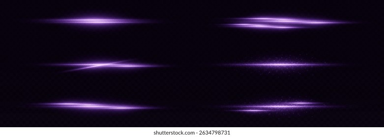 Rayos láser de luz, líneas brillantes. Sobre un fondo transparente.
