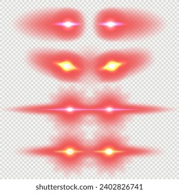 Laser red eyes meme game superhero vector template illustration. Comic red eyes laser red meme overlay