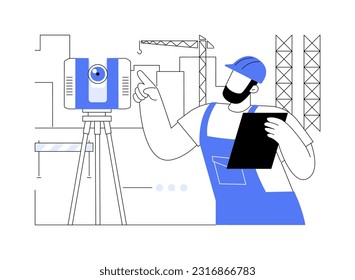 Laser scanners abstract concept vector illustration. Engineers deals with 3D object observation, laser scanner use, scientific inventions, physics sector, identification system abstract metaphor.