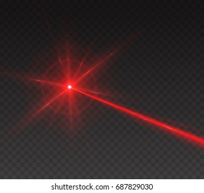 Laser security beam isolated on transparent background. Magic red shine light ray with glow target flash. Vector red neon or laser line effect for your design.