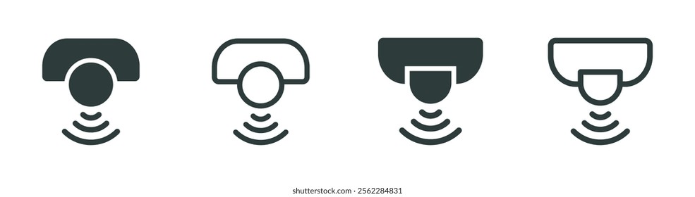 Laser sensor flat vector icon set. Sensor icon